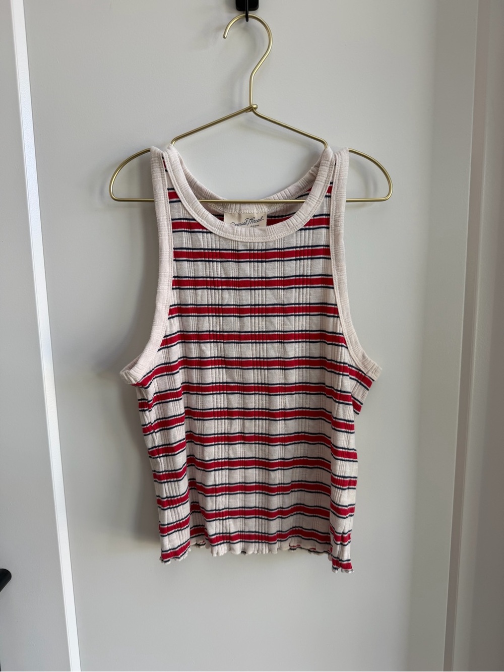 NWT Universal Thread Striped Ribbed Tank Top in Cream and Red - Classic Casual